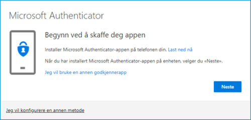 Authenticator - Jeg vil konfigurere en annen metode - Klikk for stort bilde